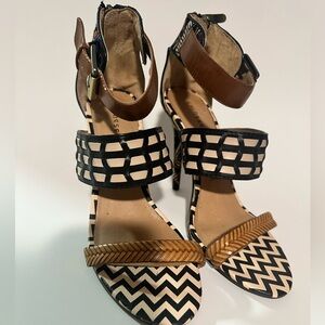 Chinese Laundry Black and Brown Patterned Heels
